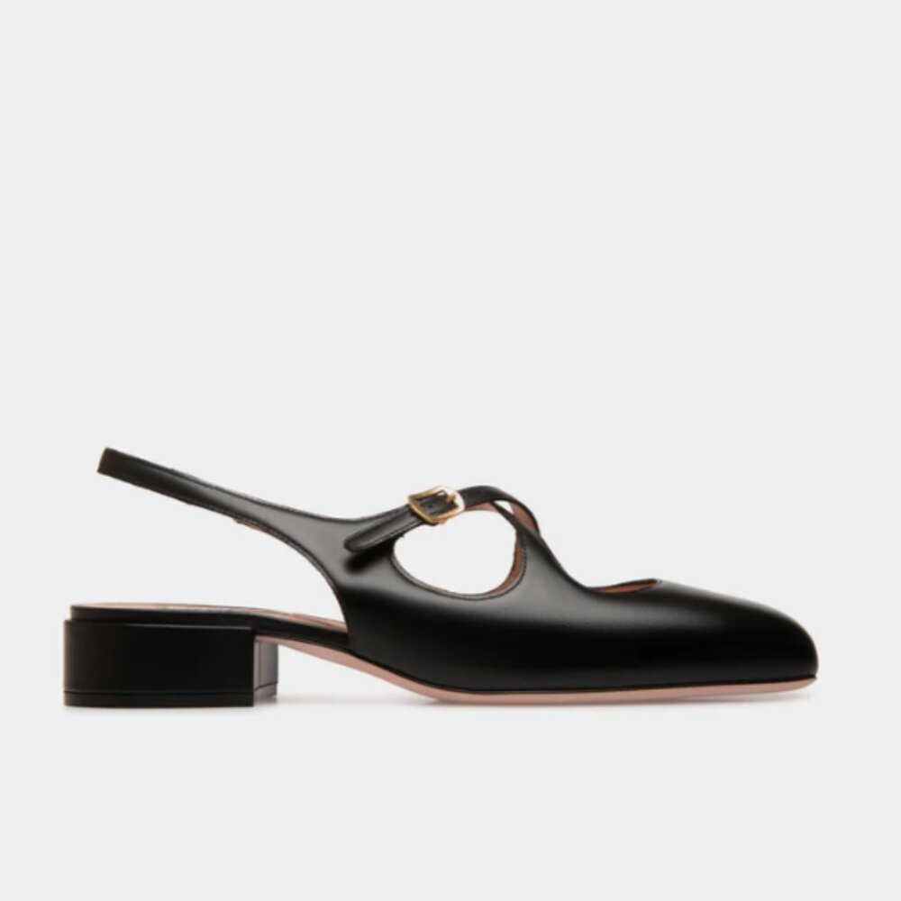 NWT and BOX Only tried on NEVER WORN Bally 30mm leather slingback pumps x-strap - Picture 2 of 5